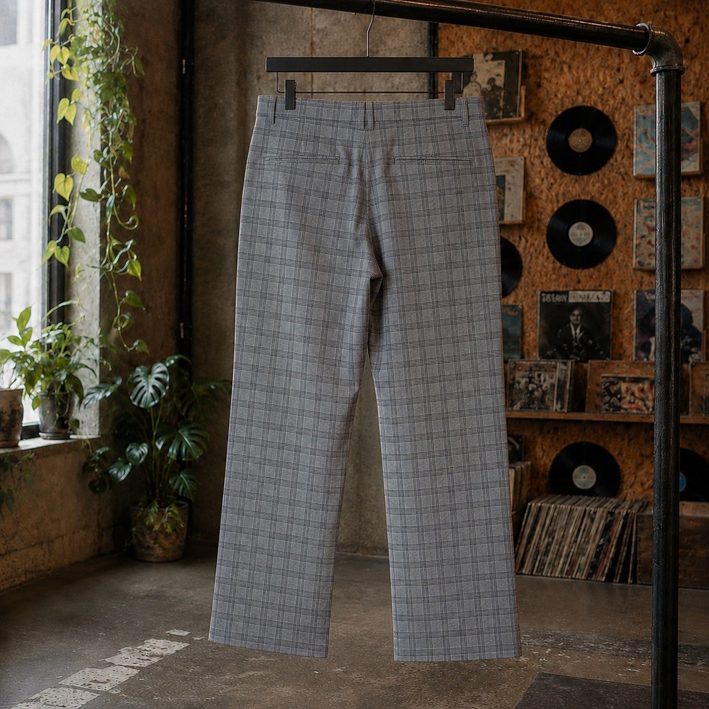 Chadwick's Grey Plaid Straight Leg Trousers High Waist Side Zip 10P‎